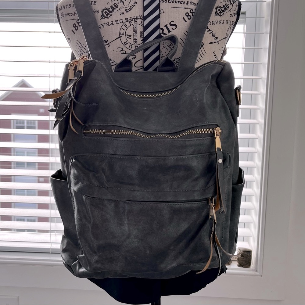 Modem + Chic Dark Gray Backpack With Removable Mu… - image 1